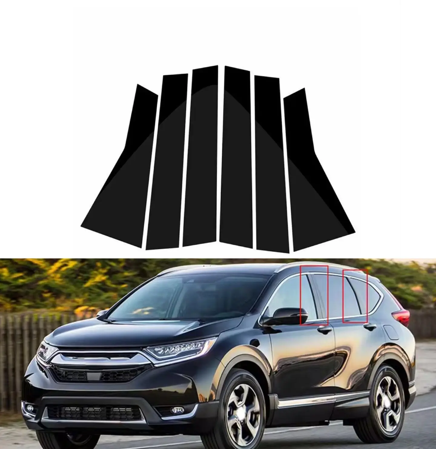 

6Pcs Gloss Black Pillar Posts Fit For HONDA CRV 2017 2018 2019 2020 2021 2022 Door Side Decor Window Cover BC Colum Sticker