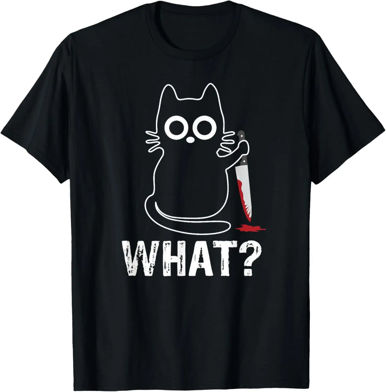 What? - Funny Cat With Knife Graphic Design T-Shirt