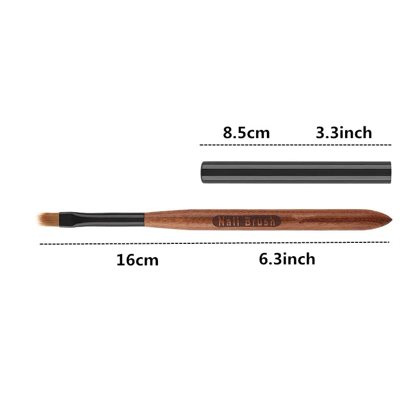 Brosse à ongles ronde avec manche en bois, brosse ombrée pour peinture sur Gel, Nail Art pour Extension de pointe de Gel, accessoire de constructeur en acrylique, pinceaux pour Nail Art
