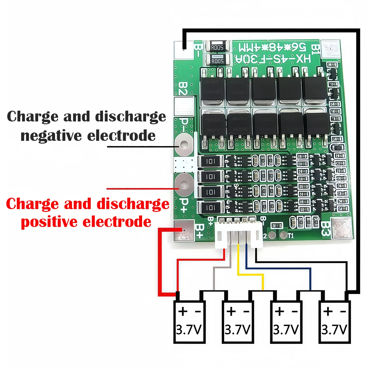 BMS 4S 14.8V 30A Li-ion Litowo-jonowy 18650 PCB Płytka Zabezpieczająca Ładowanie Akumulatora z Balanserem 12.8V Litowo-żelazowo-fosforanowy HX-4S-F30A — zdjęcie produktu 4
