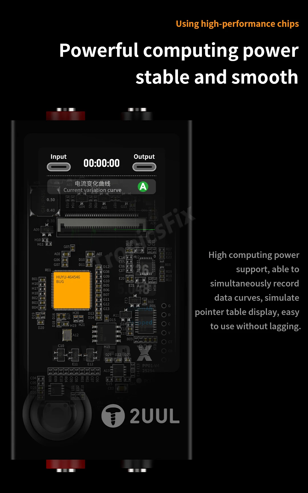 2uul power x PW11 High Refresh Full-color Screen Power PCB Detector : Digital Display, Curve, And Pointer Three Modes Display