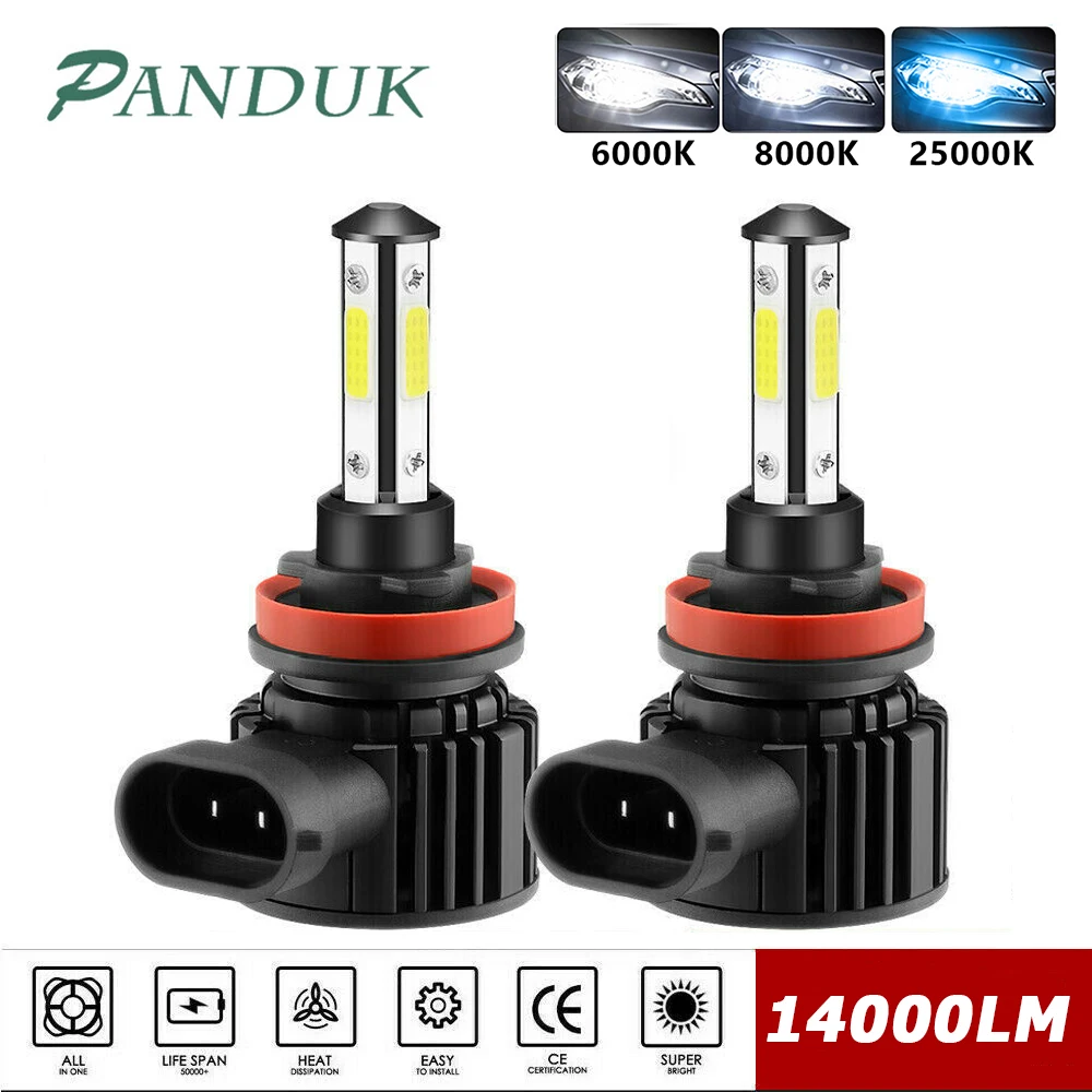 

PANDUK 2pcs 360 Degree LED 14000LM H7 H11 LED Bulb H1 H4 H8 H9 9005 HB3 9006 HB4 Auto Car Headlight 6000K Fog Light 12V 6000K