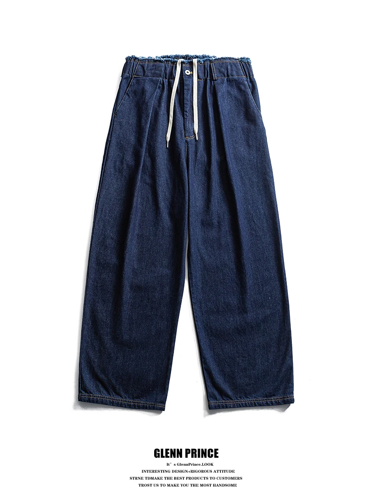 

Мужские джинсы с прямыми штанинами в стиле ретро, летние модные повседневные свободные брюки из дышащего хлопка и полиэстера