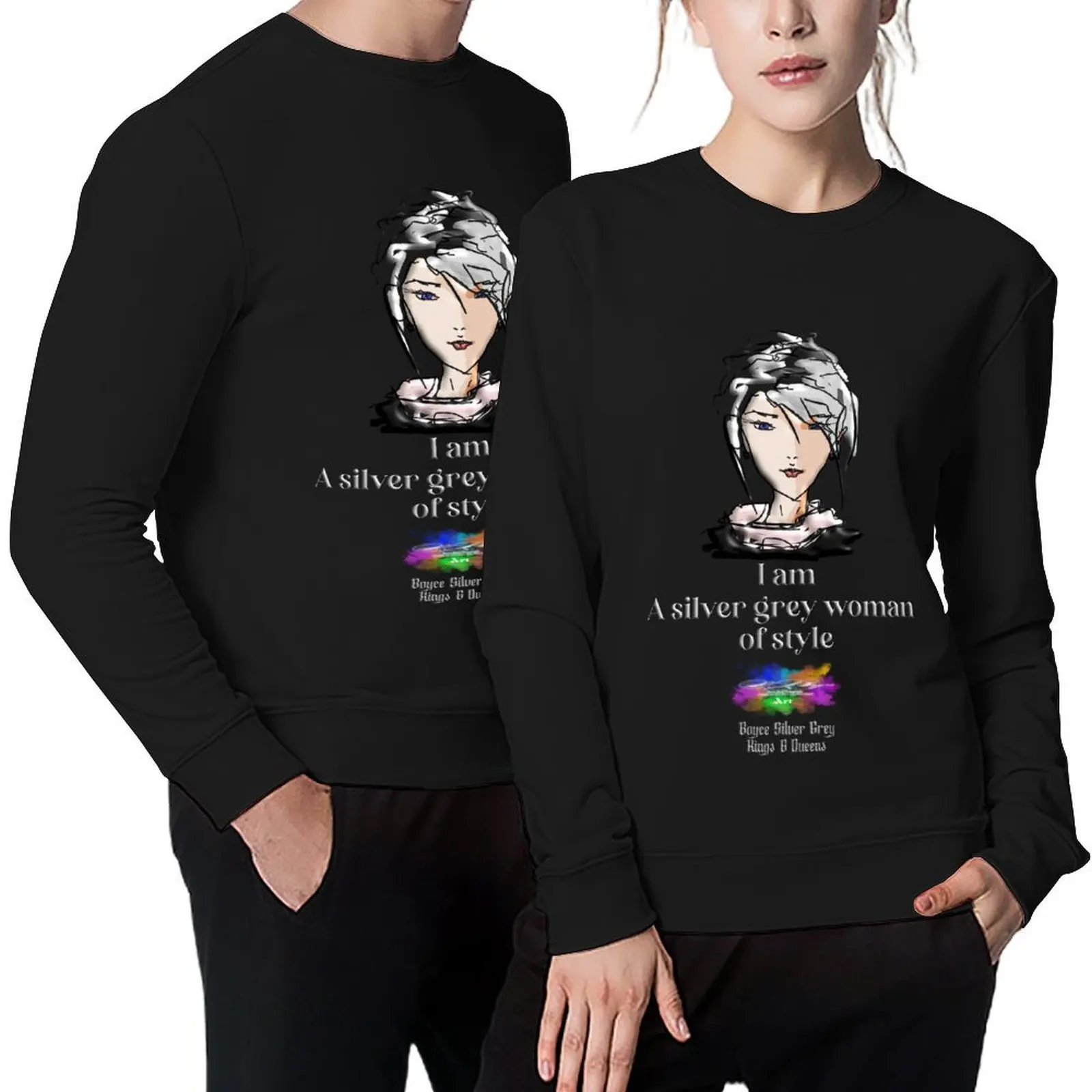 

I am a Silver grey woman of style [ Light logo on dark top] Pullover autumn jacket men aesthetic clothing male clothes hoody