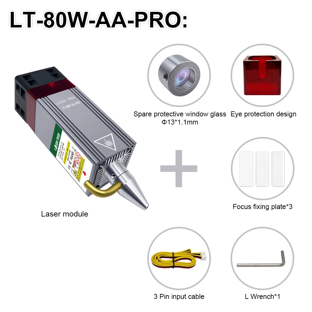 LASER BAUM 450nm 80W High Power Laser Kopf mit Air Assist, Metall Düse, TTL / PWM Schneiden Gravur Laser Modul – Detail 20