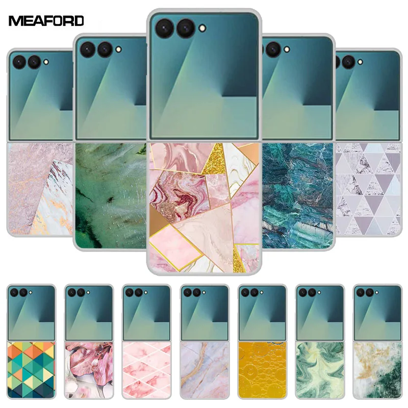 Marmor Fall Für Samsung Z Flip7 Transparent Harte PC Kunststoff Abdeckung Stoßfest Coque für Samsung Galaxy Z Flip 7 5G funda Zflip7