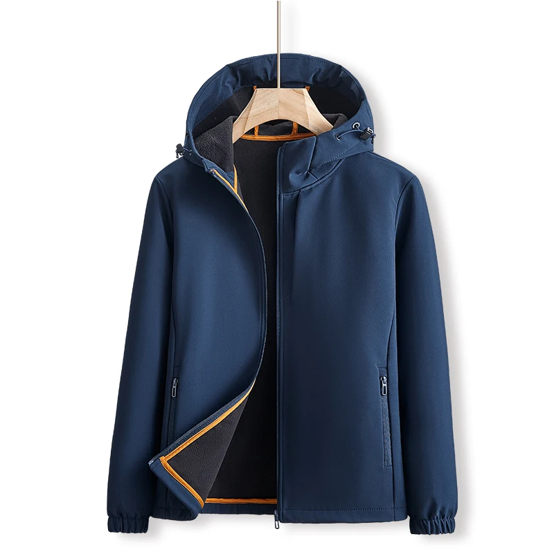 

Outdoor Jacket Zipper With Hood High Quality Breathable Comfortable Men Clothing Windproof Roupas Masculinas Solid Color Coat