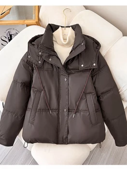 חורף pu pu עמיד למים בגודל גדול רופפים לרסק מעור ברדס לנשים עבה