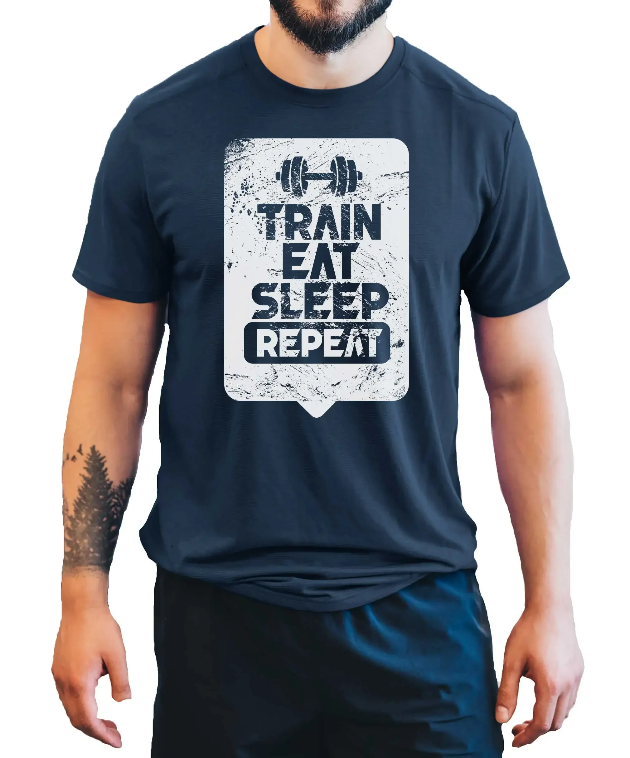 Train Eat Sleep Repeat Men s T Shirt Fitness Gym Top Training Bodybuilding