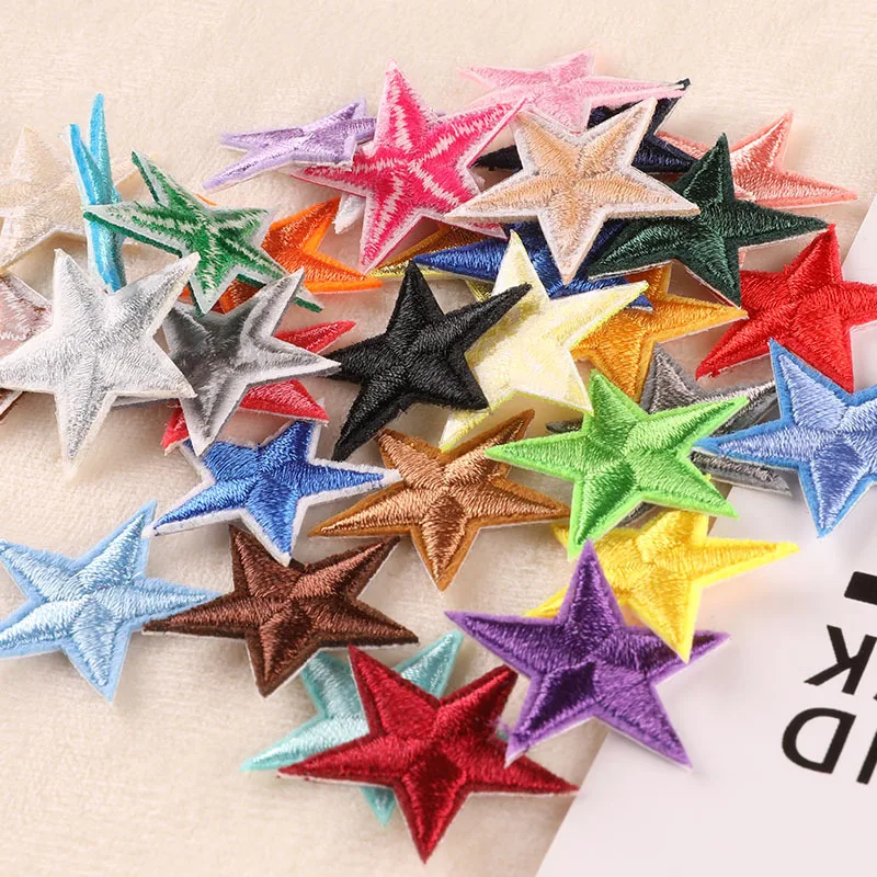 10pcs Small Mini Star Embroidery Iron on Patches for Clothing Diy Clothes Pentagram Appliques Black White Gold Sticker Stripes 썸네일 3