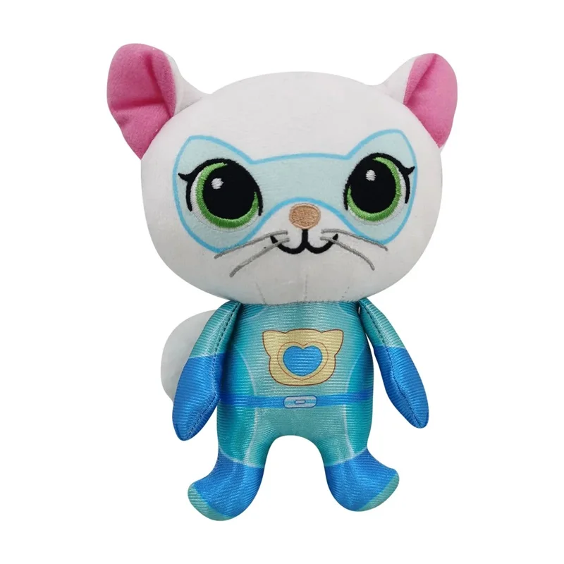 Muñeca de juguete de Super Kitty Team Crystal para niños, muñeco de felpa súper suave, gatito azul, verde, gatito amarillo, juguete para niños,