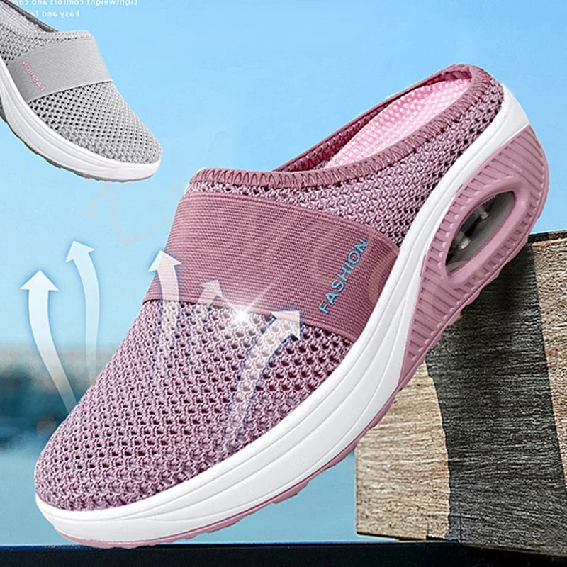 Zapatillas de cuña transpirables para mujer, sandalias Premium antideslizantes, zapatos de plataforma informales Vintage, talla grande 43, 2024