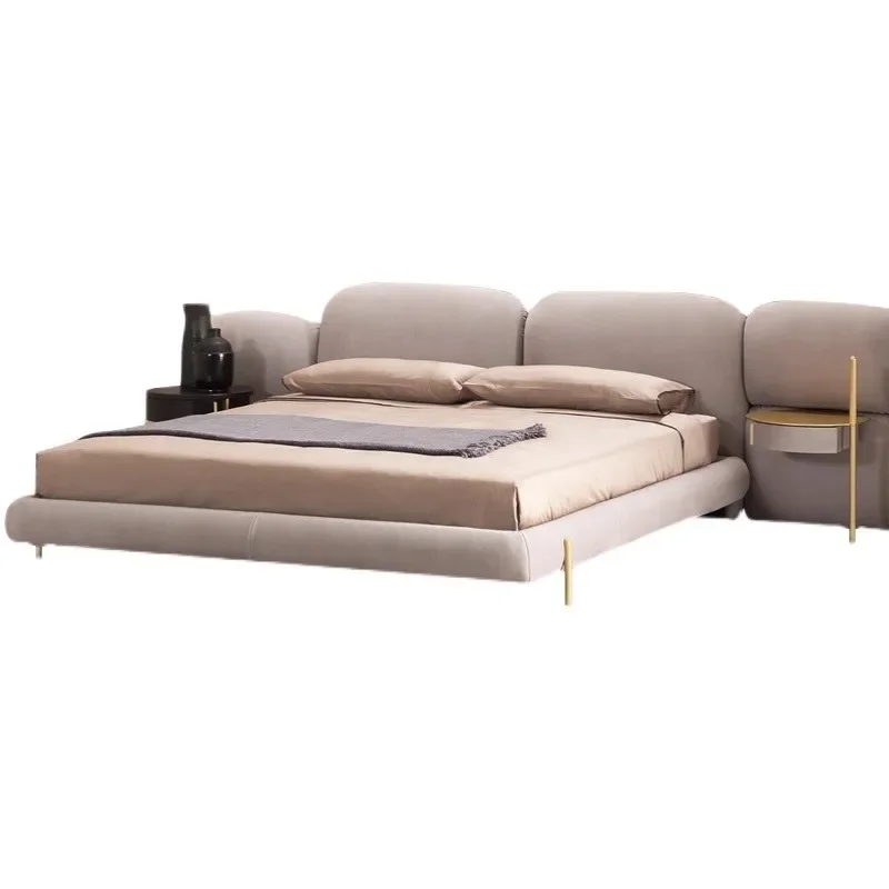 Italian Luxury Stone Bed Frame 1.8m Double Matte Fabric Upholstered Platform for Master Bedroom Modern Designer Furniture