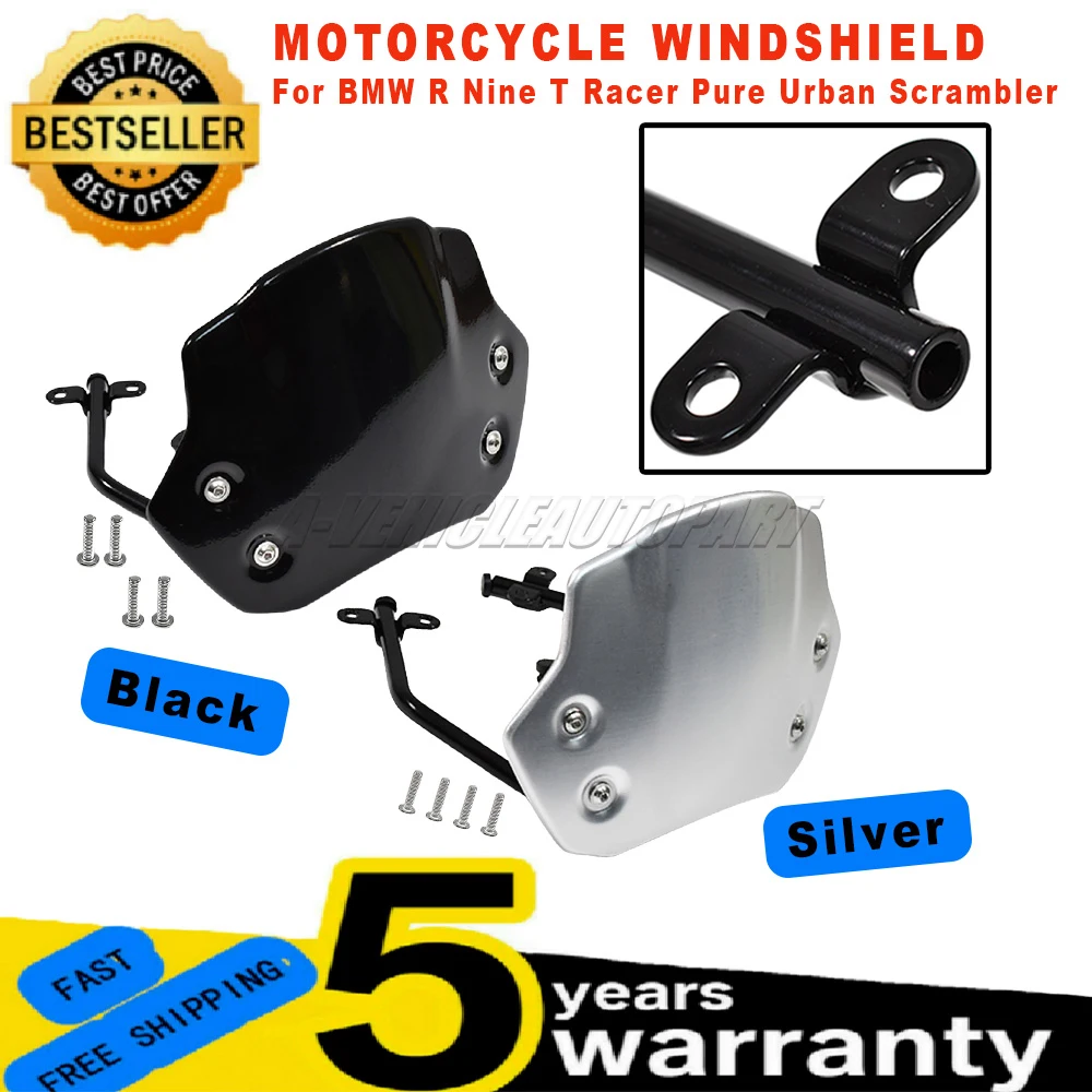 Für BMW R Nine T Racer Pure Urban Scrambler 2014-2022 Aluminium Windabweiser Neue Windschutzscheibe Motorrad Windschutzscheibe