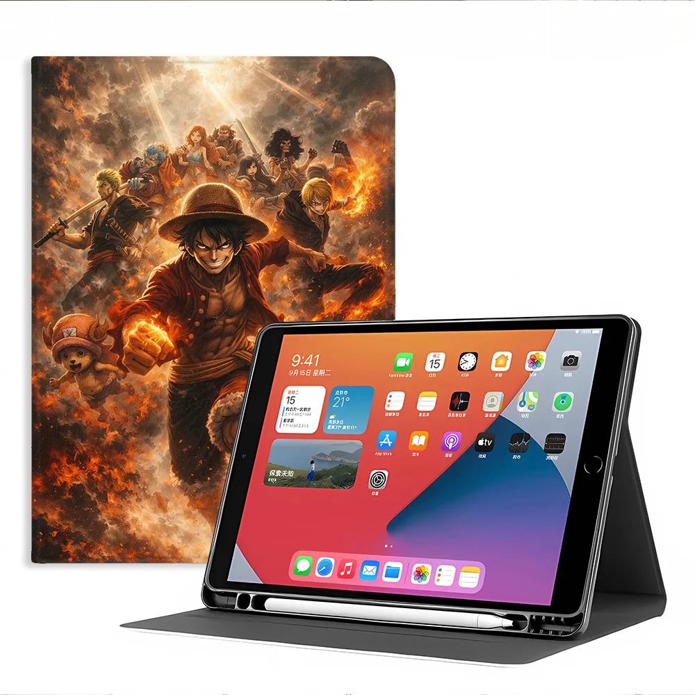 One Pieces Luffys With Pencil Holder Case for Apple iPad 10th 7/8/9th Air 11 13 M4 M3 M2 A16 2026 Pro11 13 Air 4/5/6th