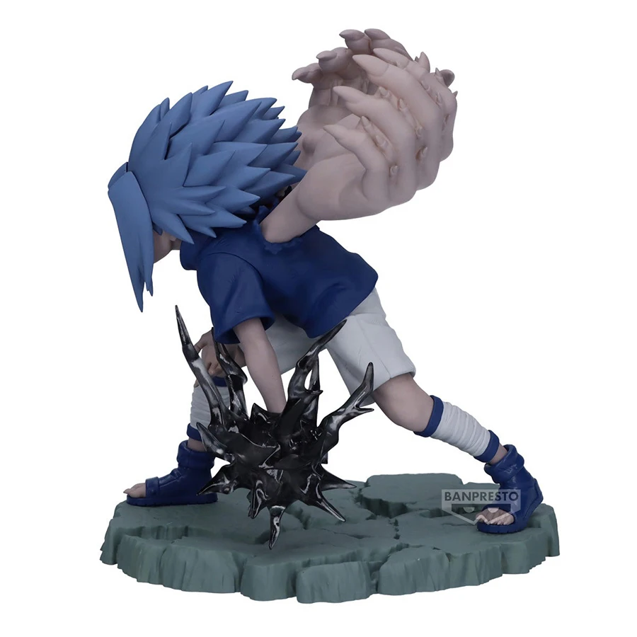 Original banpresto naruto anime estatuetas memoráveis saga uchiha sasuke pvc figuras de ação 100mm figurals brinquedos modelo colecionável