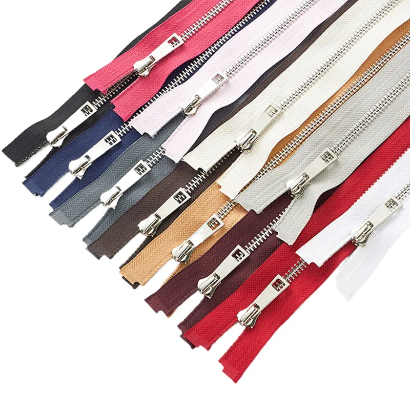 40-80cm (15-31 inch ) Metal Open-End Zip Zipper 5# For Apparel Outerwear Tailor Sewing Crafts Alloy Zippers Accessories 12 Color