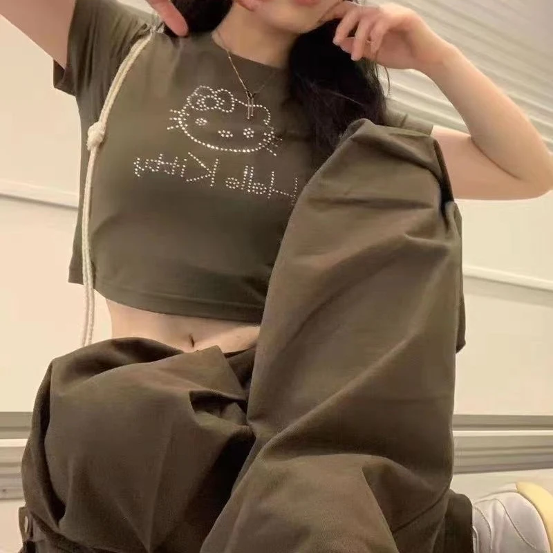 女性用半袖Tシャツ,夏服,セクシー,スリム,タイト,レトロ