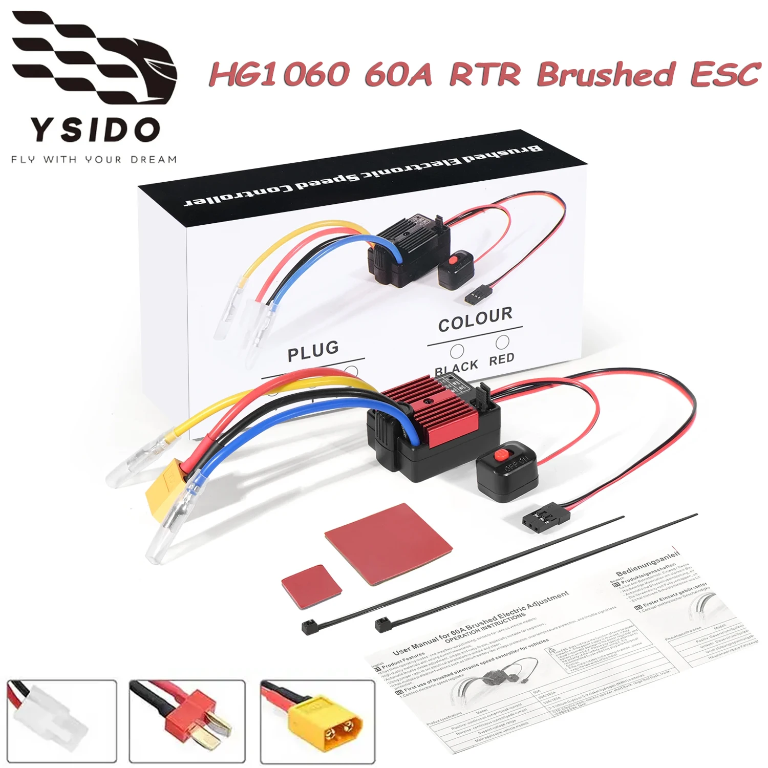 

HG1060 60A Матовый электронный регулятор скорости ESC Водонепроницаемый с режимом переключения BEC для 1:10 SCX10 TRX4 TRX6 Redcat RC Car