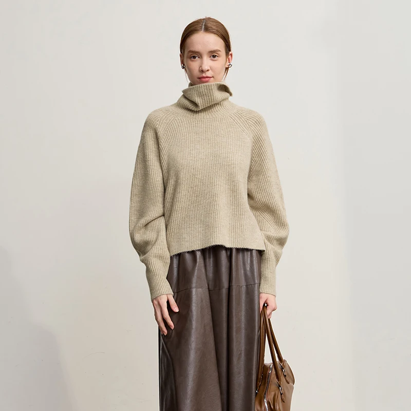 Amii タートルネックセーター女性のためのルーズ多用途暖かいルーズスリーブトップ 2025 冬の新しいプルオーバーショートセーター女性 12554056