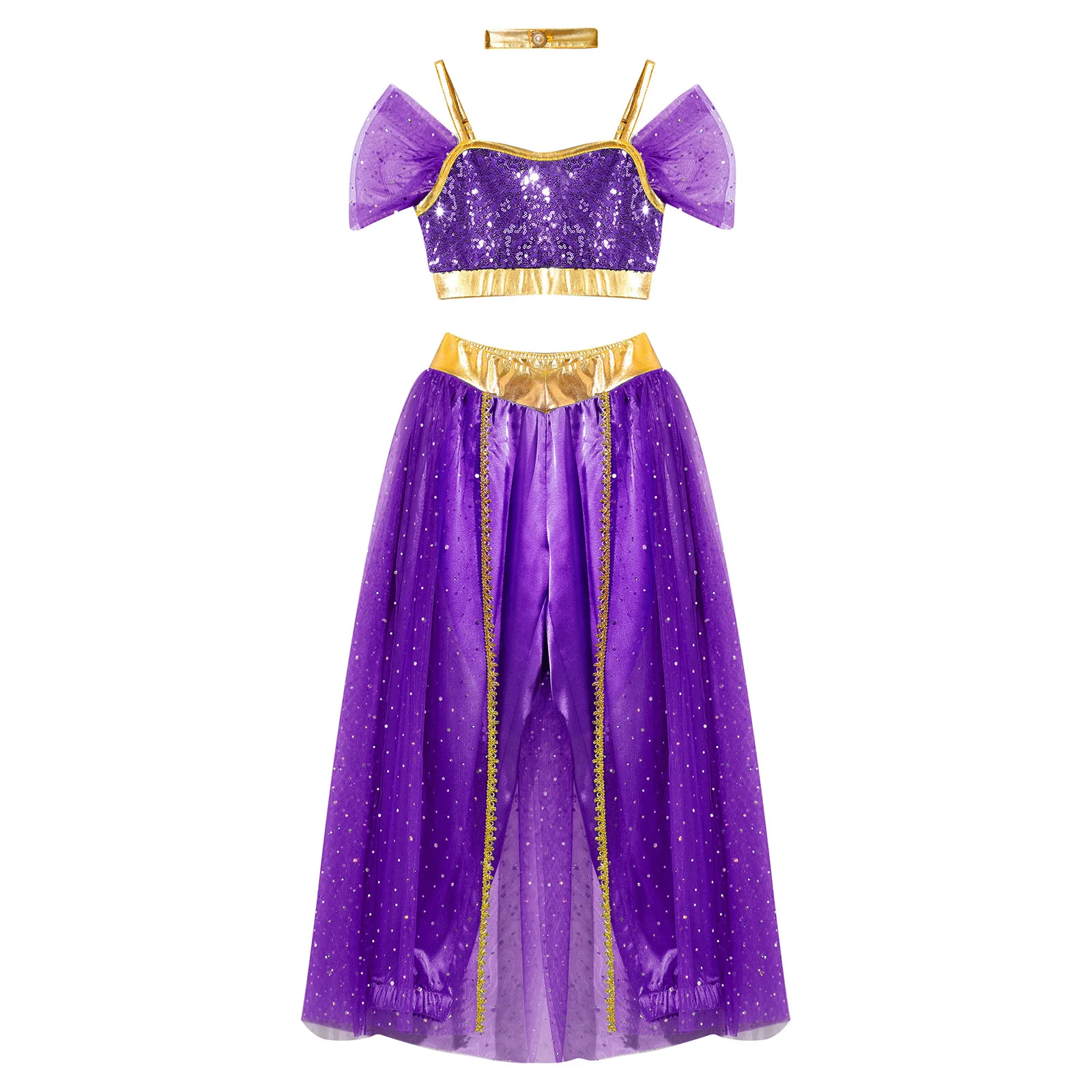 Kids Girls Halloween Arabian Princess Cosplay Costume Carnival Stage Performance Arab Belly Dance Fancy Dress Ups Party Outfits