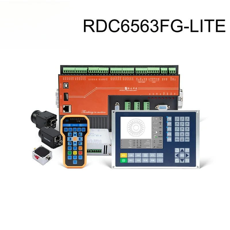 

Оригинальный волоконный лазерный контроллер Ruida RDC6563FG-LITE с автоматической калибровкой, трехосевой контроль для станка для резки волокна 1064 нм