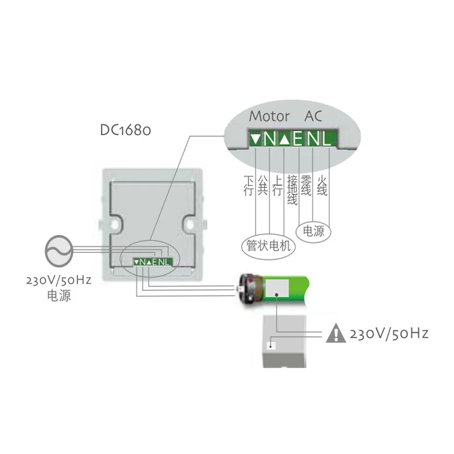 Dooya Electric Curtain Smart Wall Wire Control Switch DC1680/DC1681 for 4 Wire Curtain Motor,RF433 Wall Receiver,AC100-250V