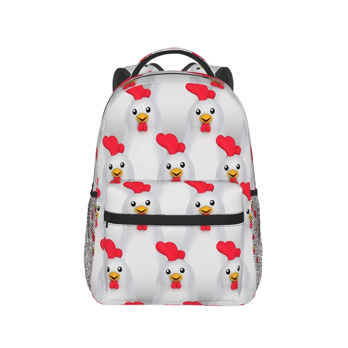 

Cute White Chicken Pattern Backpack Hot Sale Daypack Large Capacity Children BookBag School Bag Shoulder Bags for Men Women