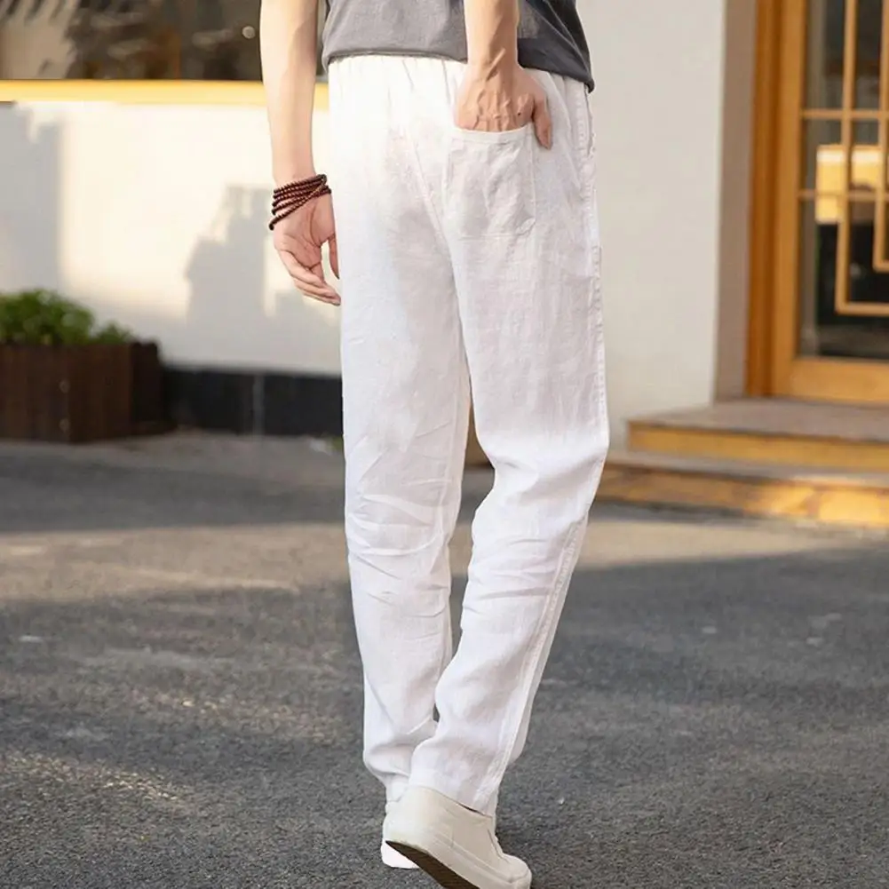 

Весенне-летние мужские модные повседневные зауженные брюки из хлопка и льна, спортивные дышащие уличные брюки для отдыха