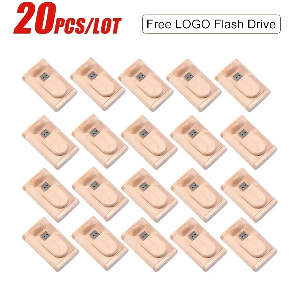 20 buah/lot Flash Drive USB kustom pernikahan gratis Logo kustom Pen Drive kapasitas nyata karbonisasi memori bambu stik 64GB U Disk