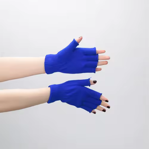 1pair Black Short Half Finger Fingerless Knit Wrist Glove Winter Warm Stretch Work Gloves for Women and Men Cycling Accessories - Image 10