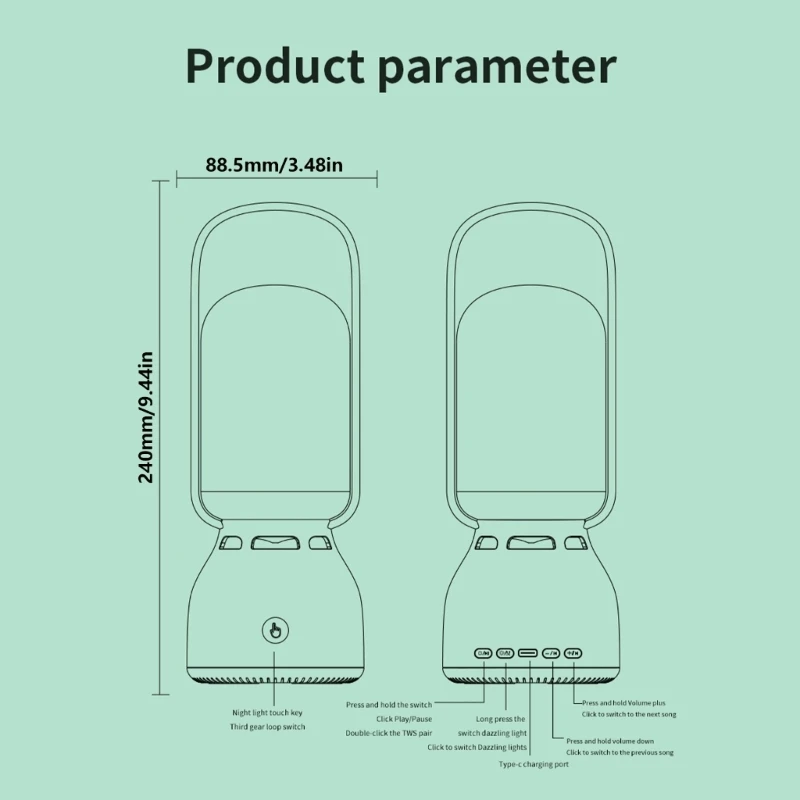 Haut-parleur d'extérieur compatible Portable avec lumières LED conception étanche