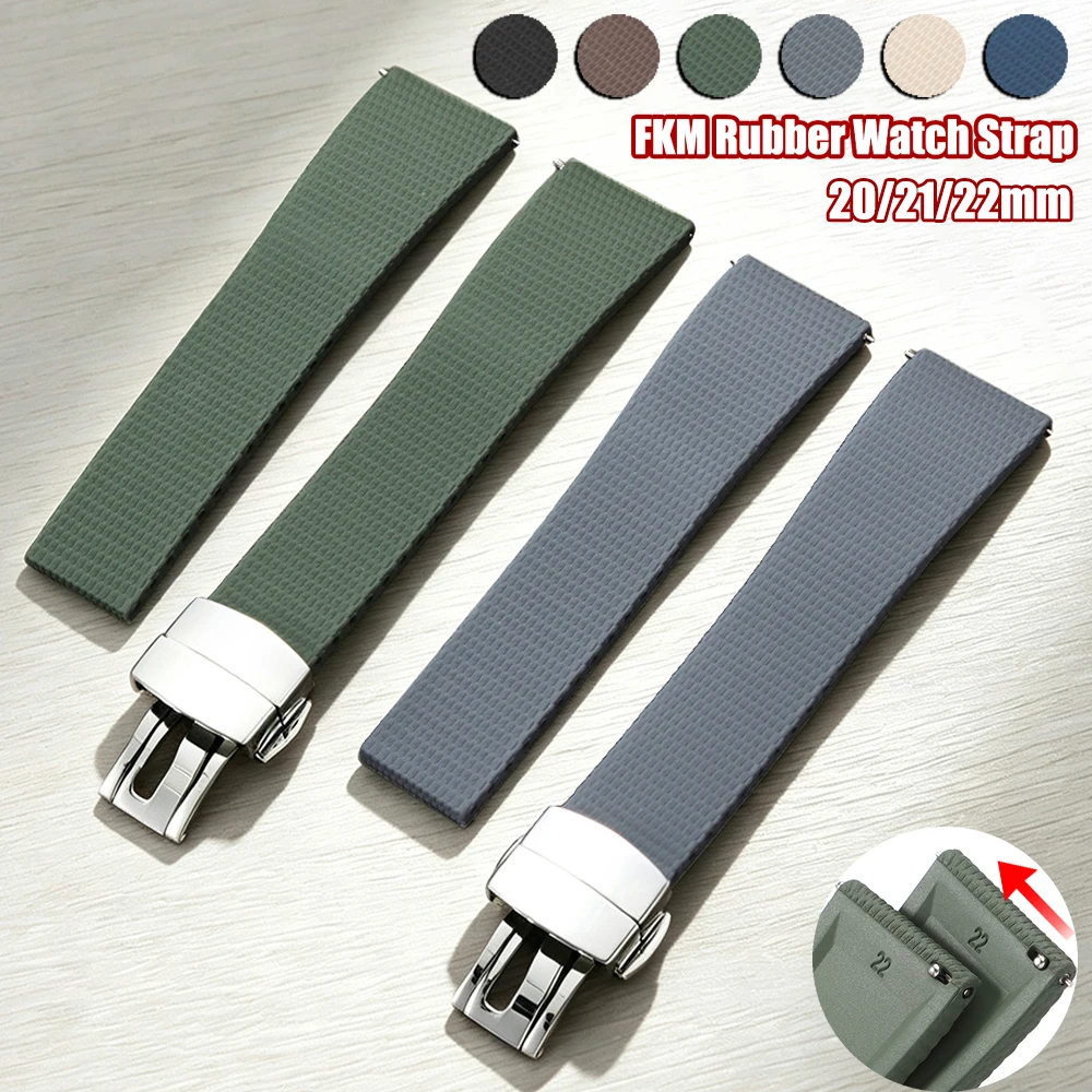 20mm 21mm 22mm FKM Rubber Watch Strap for Omega for Rolex for Seiko for Longines for Tissot Bracelet Quick Release Wrist Band