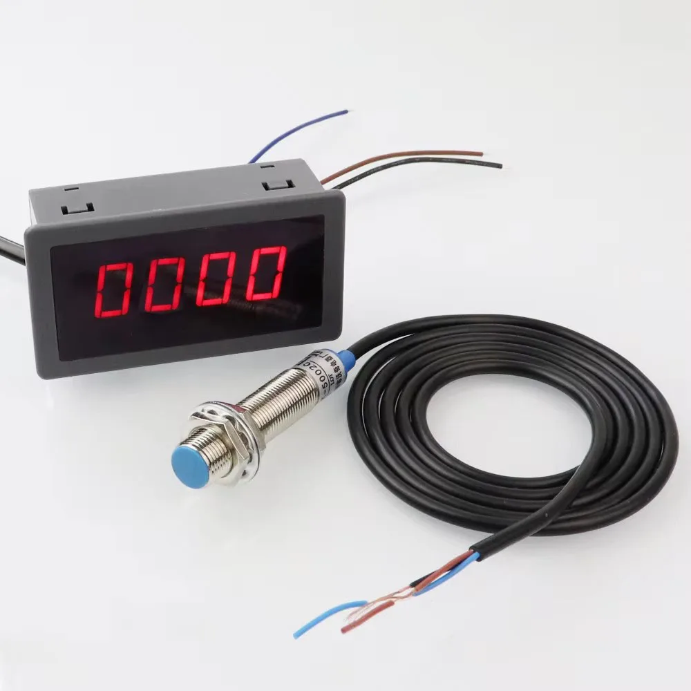 220V 110V AC Tachometer 4 Digit LED Digital Display Motor Tachometer With Hall Sensor Magnet Ac Tachometer Set High Quality