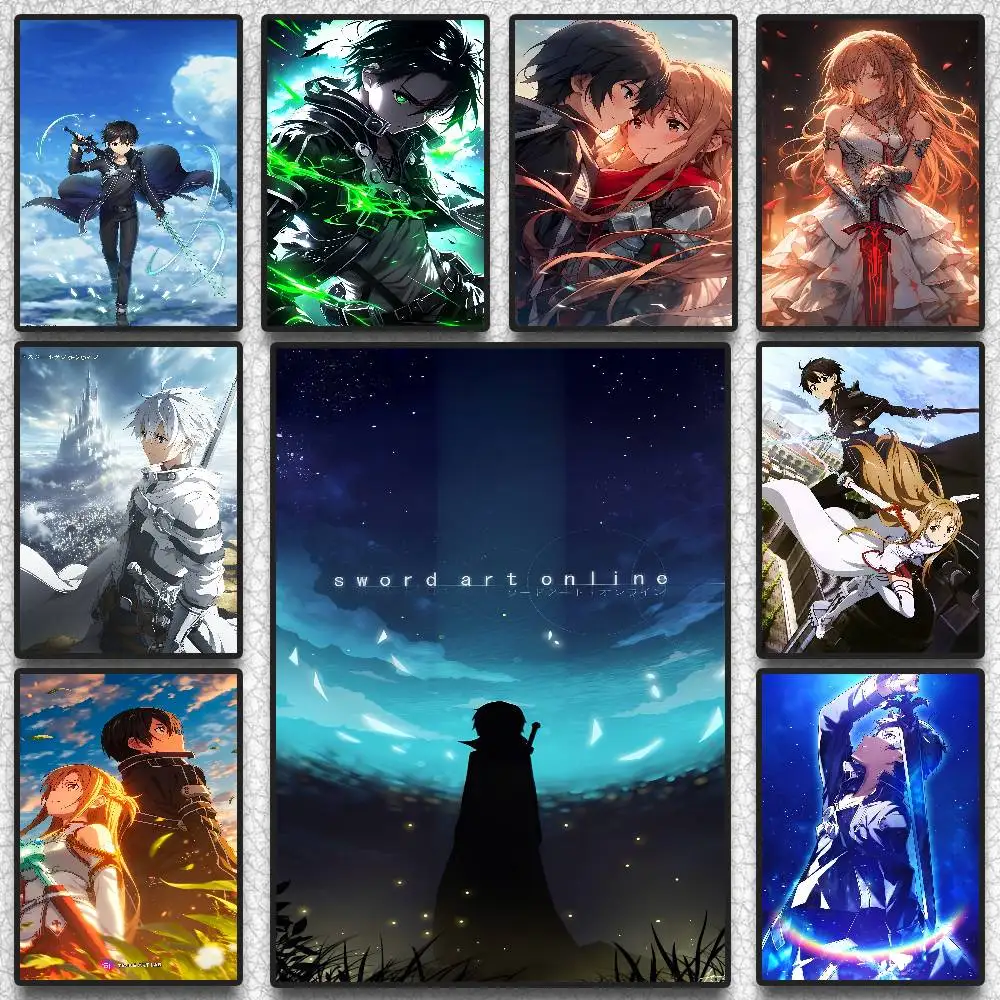 Anime Sword Art Online Kirito Asuna Wall Poster HD Canvas Living Room Decor