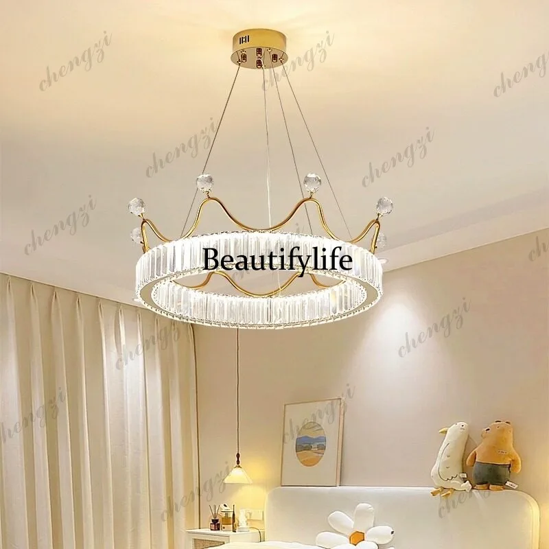 01A bedroom chandelier warm romantic crown master bedroom room light girls modern light luxury crystal lamp