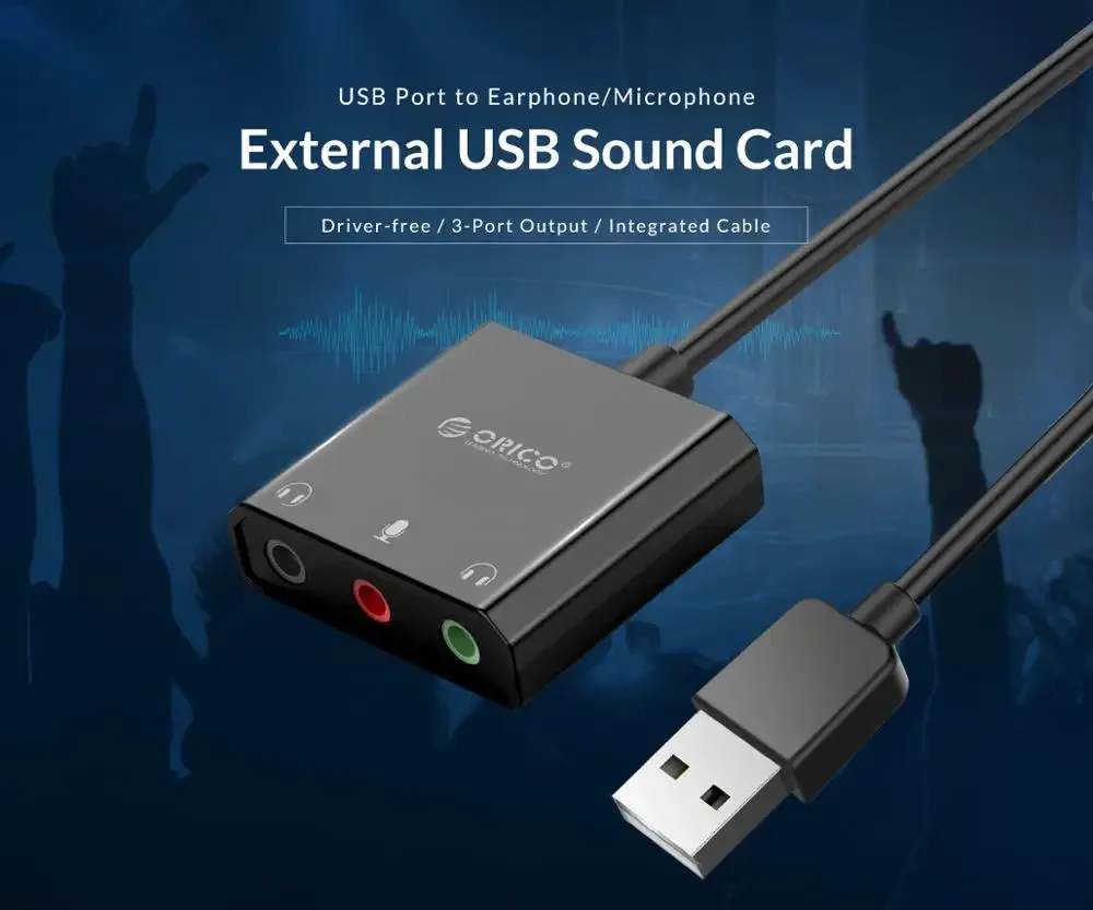 SC2 External USB Sound Card Audio Jack 3.5mm Cable Adapter Volume Adjustment Driver-free Stereo Microphone Speaker Headset