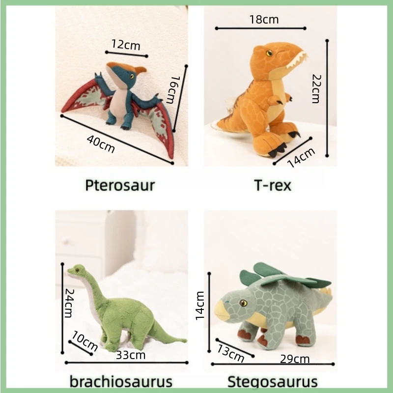 Simulation Dinosaur Series Plush Doll Pterosaur T-rex Stegosaurus Plush Toy Soft Stuffed Doll Dino Boys Lovers Collect Gift