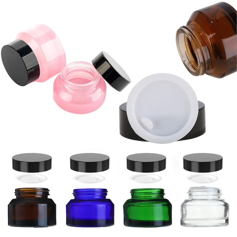 

20Pcs 15g-50g Empty Glass Cosmetic Jars Vials Travel Make up Pots Sample Bottle Container For Lip Balm Lotions Creams Body Scrub