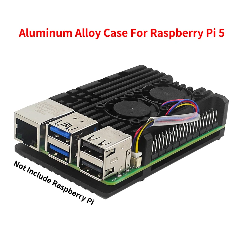 

Raspberry Pi 5 Aluminum Alloy Case Dual Fan Cooling Active Passive Cooler For Raspberry Pi 5