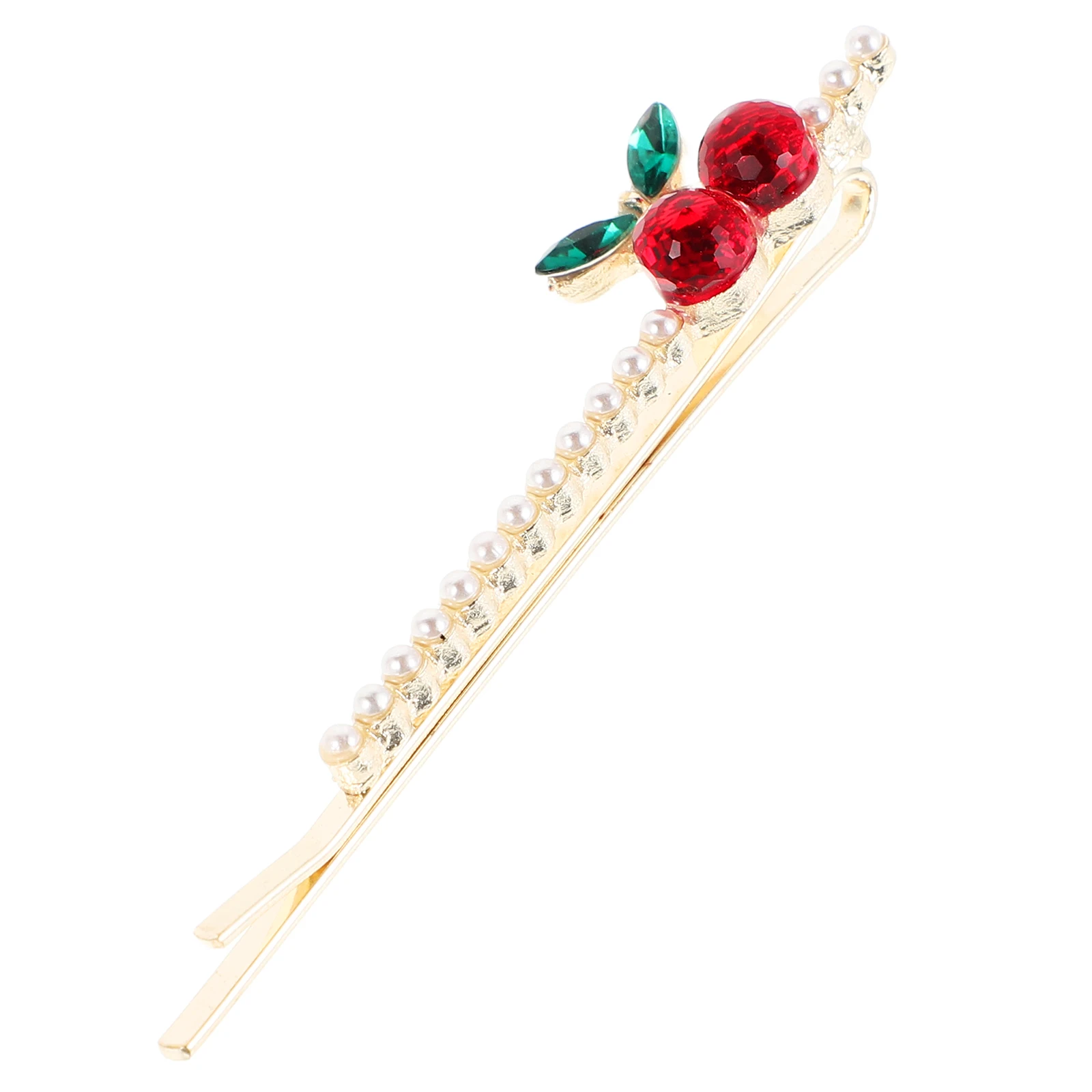 

Cherry Rhinestone Hair Clips Sparkly Accessories Women Red Hairpin Trendy Fashion Side Barrette nament Fruit Decorative