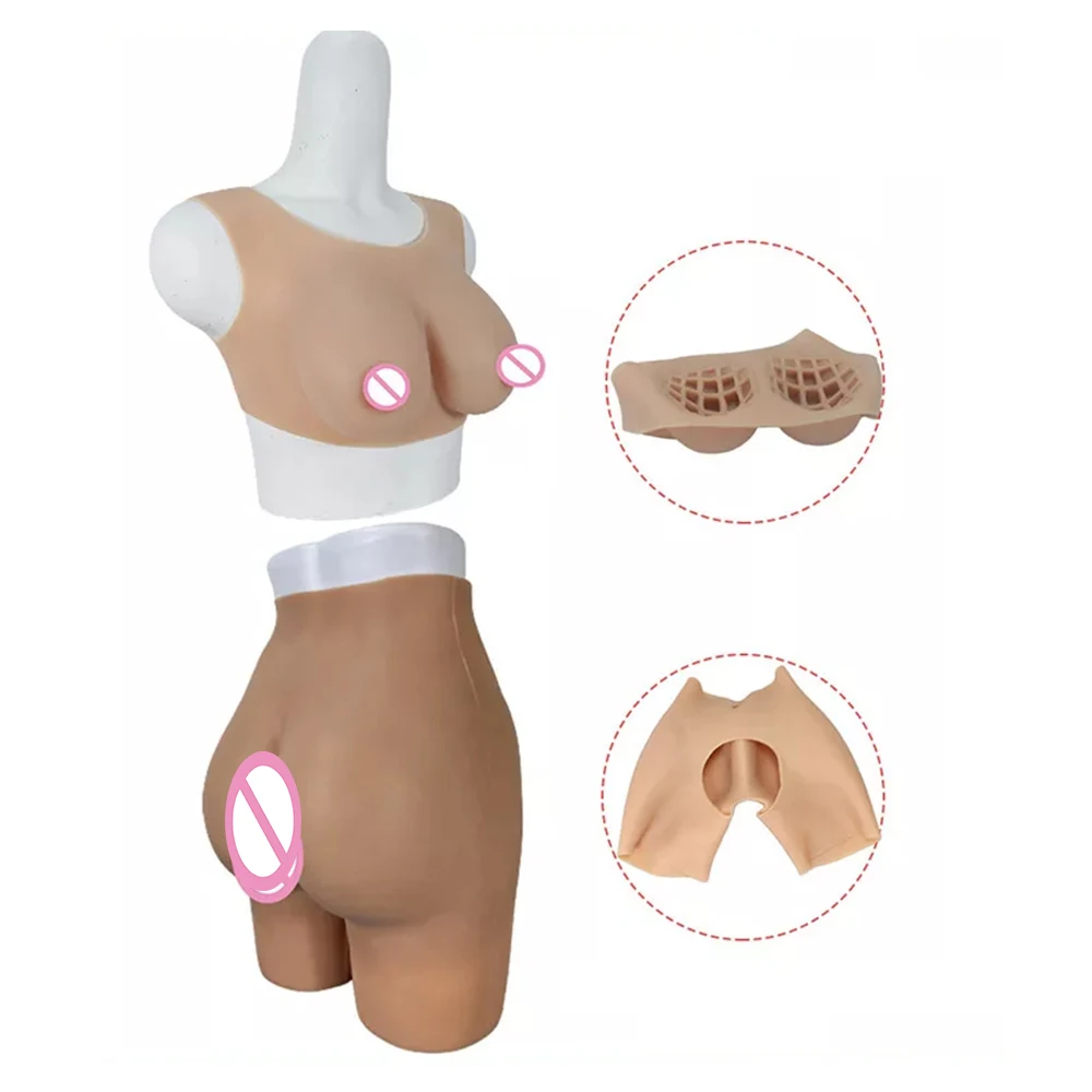 Women Breast Care Mastectomy C Cup Realistic Breast Prosthesis Silicone Fake Boobs With Sexy Silicone Big Hip Butt