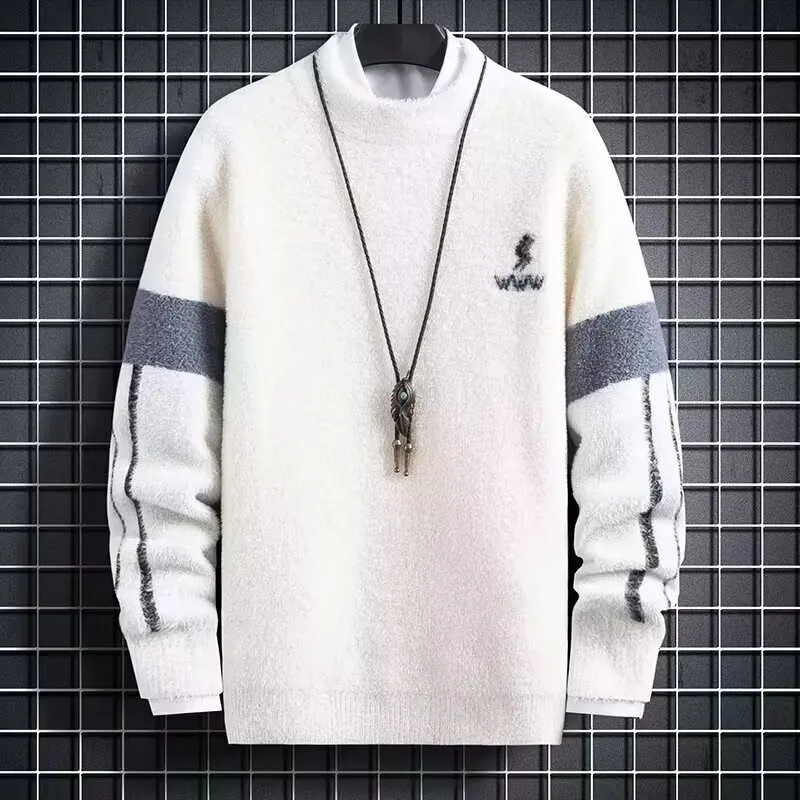 

Laid-ba Artistic Long Sve Faionable Trendy Harajuku Sle Knitwear Simple Japanese Sle Breathable round Ne Pullover