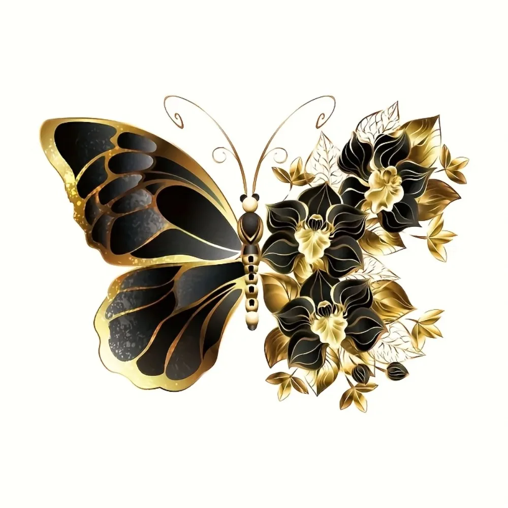 

Sticker Featuring a 3D Black And Golden Butterfly Design. It Measures 6.0 Inches Is Self Adhesive Vinyl Suitable for Cars