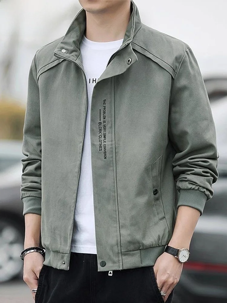 

Casual Cotton Jaet for Men Spring Autumn New Sle Youth Versatile Stand Collar Polyester Fiber Warm Long Sve Zipper Clo...