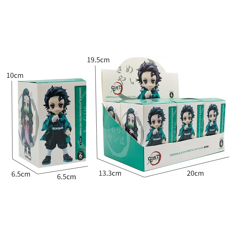 6 قطعة شيطان القاتل تانجيرو كامادو Nezuko أنيمي الكرتون الشكل صندوق تمثال نموذج حلية مفاجأة هدية صندوق جمع الشكل