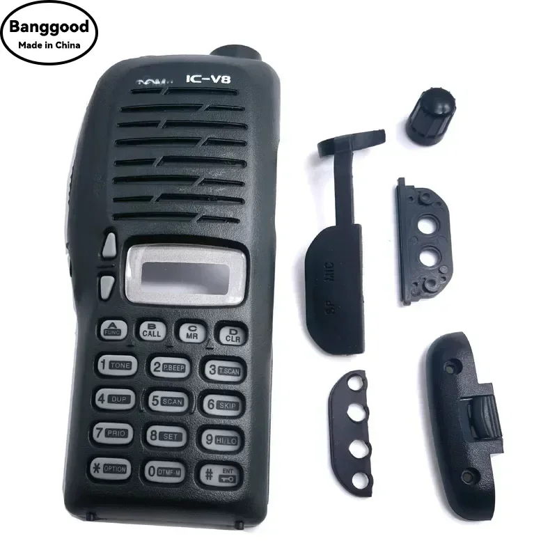 Ensemble de coque de boîtier avant avec clavier et boutons pour talkie-walkie ICOM IC-V8 ICV8, Kits de réparation d'accessoires Radio