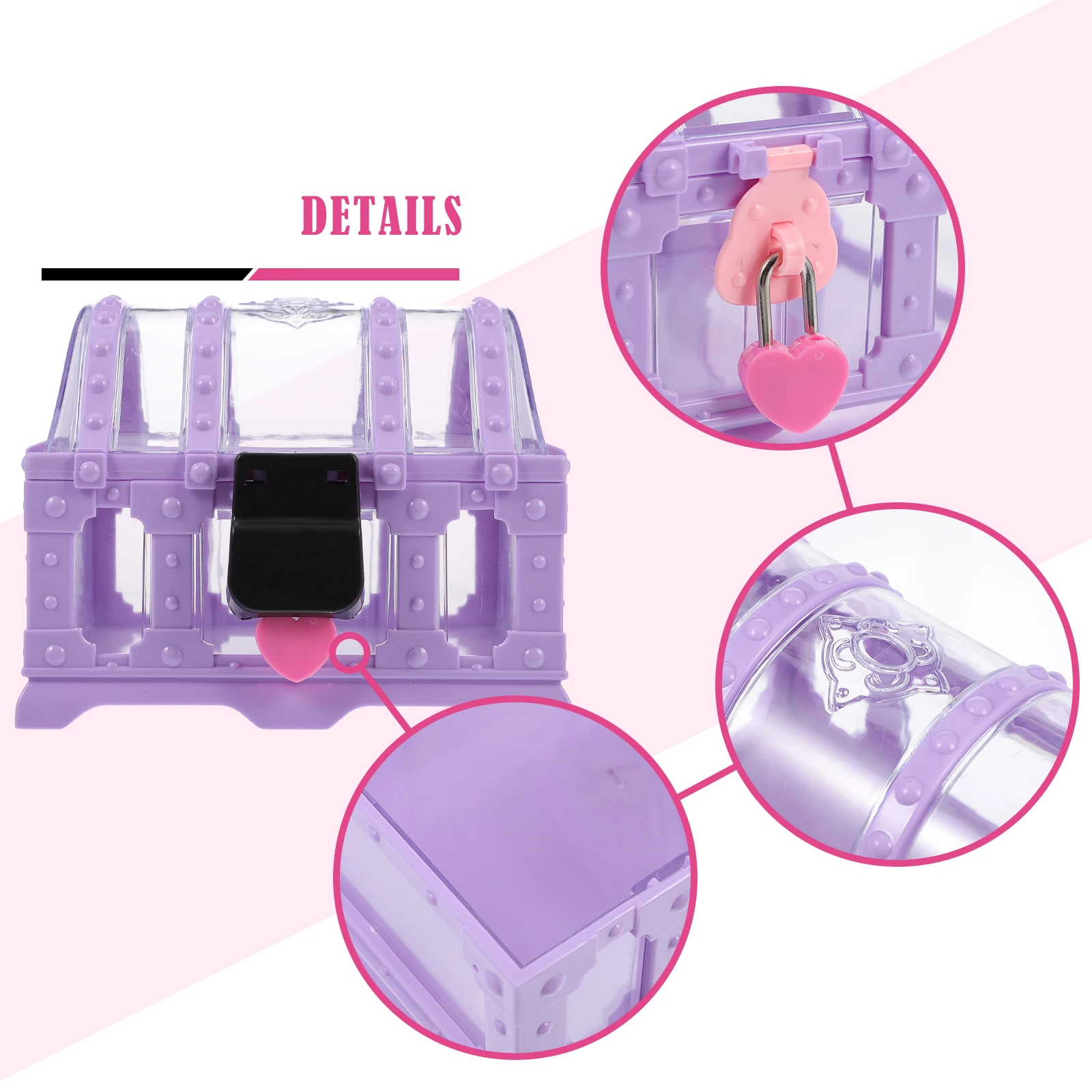 

Boxes Crystal Storage with Lock Kid Jewelry Case Headdress Holder Purple Sundries Girls Supply Man