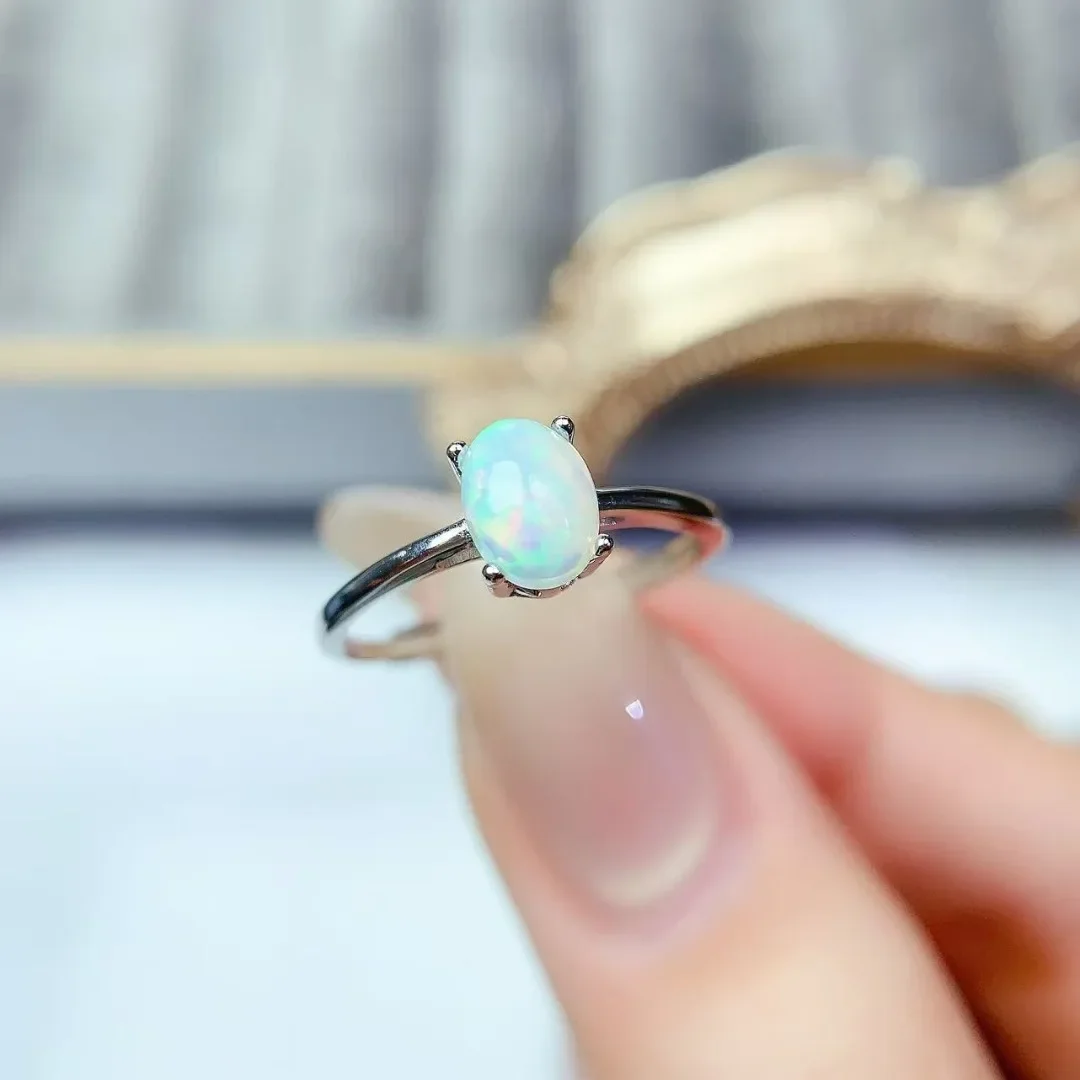 Classic Style Natural Opal Ring  S925 Sterling Silver Exquisite Light Luxury Jewelry Designer Design Elegant Jewelry for Gifting