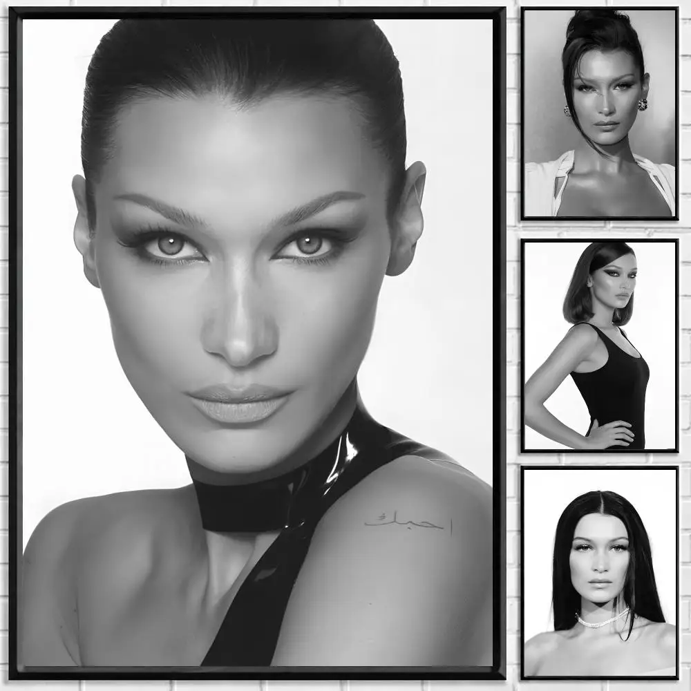 Celebrity Bella Hadid Poster Self-adhesive Art Waterproof Paper Sticker Coffee House Bar Room Wall Decor